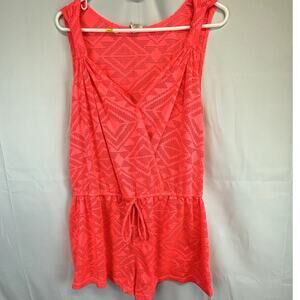 OP Ocean Pacific Swim cover Romper bright orange coral xl Jr 15-17  lace